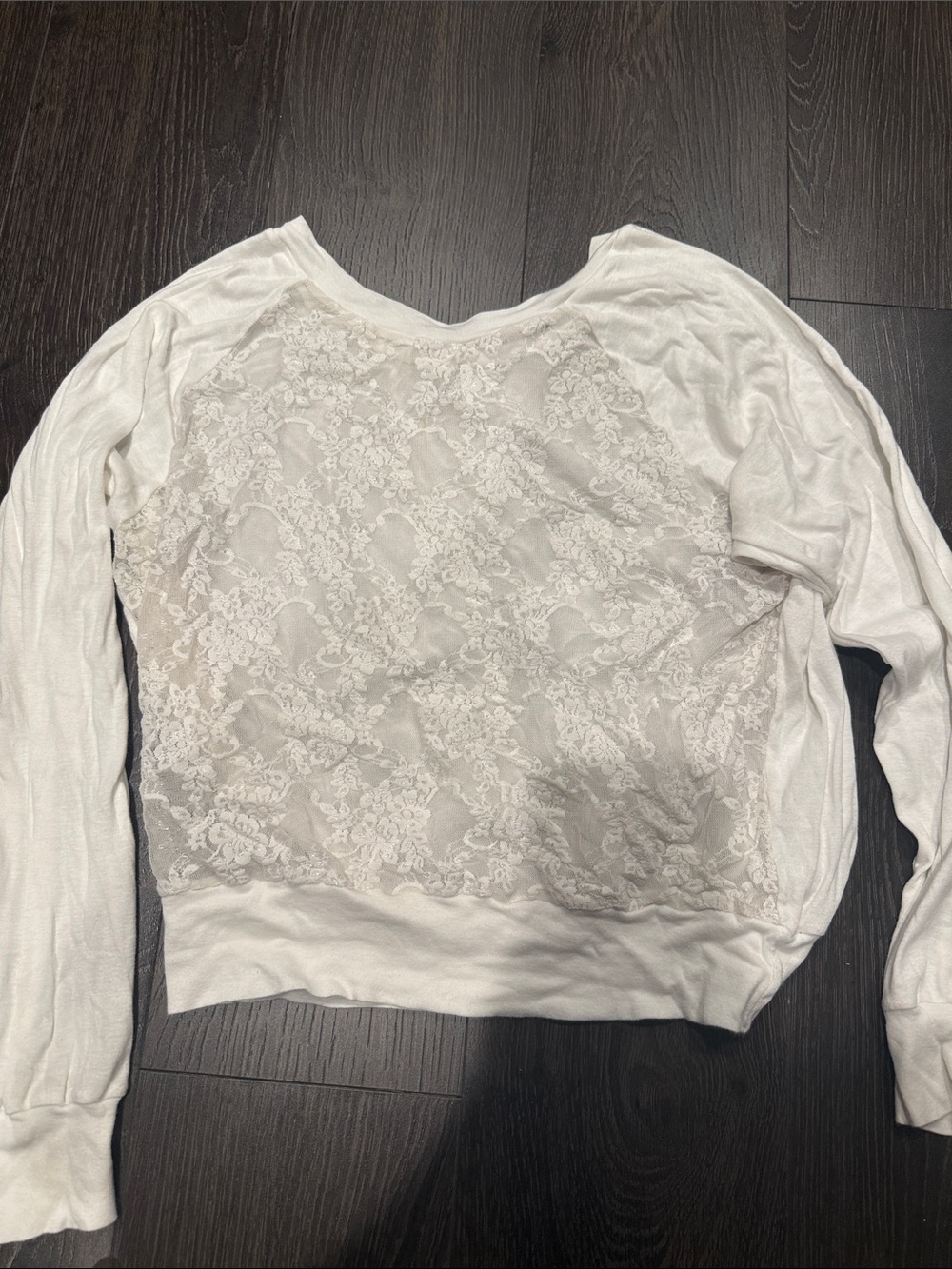 American Apparel White Lace-Back Pullover Sweatshirt